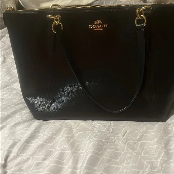Coach Black Tote with Gold Accents - Picture 1 of 7